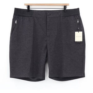 Bugatchi Men's Soft Touch Heather Shorts Performance Fabric Black Gray 2XL NEW